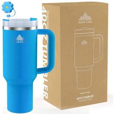 Imagem de Mont-Clair Copo de 1,134 g com canudo e tampa - Caneca de viagem de aço inoxidável com alça - Caneca de viagem - Bebidas quentes e frias - frias ou quentes por 10 horas - gelado por 48 horas - 1200 ml