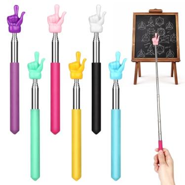 Imagem de 6 peças de ponteiros telescópicos para professores, mini ponteiro extensível, bastão retrátil para sala de aula para ensino escolar, treinamento empresarial, apresentação de conferência