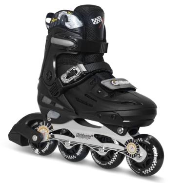 Imagem de Nattork Patins em linha para crianças com rodas ajustáveis para meninos e meninas - adolescentes de 6 a 12 anos - Decorações legais de carros de corrida para ambientes internos e externos, prata