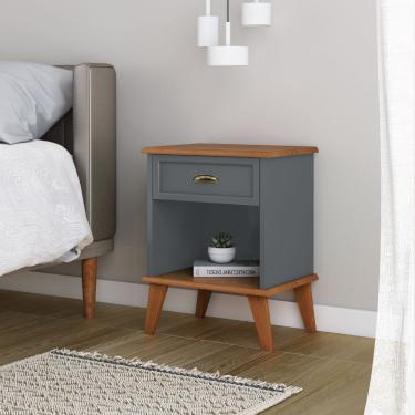 Imagem de Mesa De Cabeceira 1 Gaveta 1 Nicho Madeira Veneza Cinza