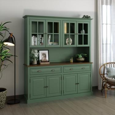 Imagem de Oratória Cristaleira 8 Portas 2 Gavetas Verde Farm House