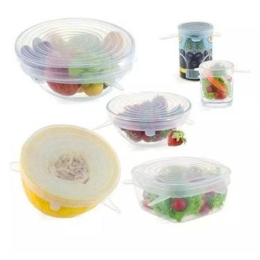 Imagem de Kit 6 Tampas de Silicone Reutilizável Universal Elástica Multiuso - Be