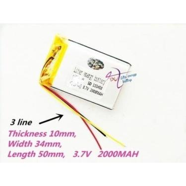 Imagem de Bateria 3,7v 2000 Mah 10mm X 34mm X 50mm 3 Fios 103450 - - bgb