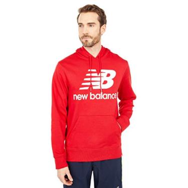Imagem de Moletom com capuz masculino New Balance Essentials com logotipo empilhado, Moletom com capuz Essentials com logotipo empilhado, Pimenta vermelha da equipe, X-Large