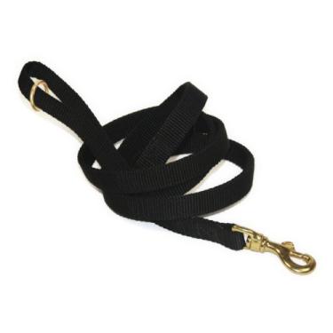 Imagem de Dean & Tyler Coleira para cães Night Walk de nylon preto de 1,2 m por 1,9 cm com anel na alça e gancho de pressão de latão sólido