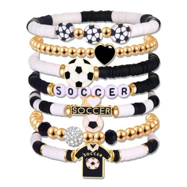 Imagem de BVGA Pulseiras de Dia de Jogo para Mulheres Empilháveis Beisebol Basquete Futebol Futebol com Contas Roupas de Dia de Jogo Acessórios Joias Esportivas Lembranças de Festa Presentes, Large, Miçangas
