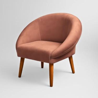 Imagem de Poltrona Cadeira Decorativa para Sala de Espera Moderna Resistente Escritório Pés Palito MOBLAN decor (Rosa escuro)