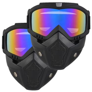 Imagem de OQUQO Pacote Com 2 Máscaras De Airsoft, Rosto Inteiro, Máscara Tática, Óculos De Proteção Para Capacete De Motocicleta Com Máscara Facial Removível Para Homens E Mulheres