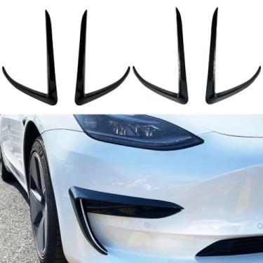 Imagem de Para-choque dianteiro divisor lateral faca de vento Spoiler lâmina de ar de afinação compatível com o modelo 3 2017+ kit de carroceria acessórios para carro (aparência de fibra de carbono fosco)