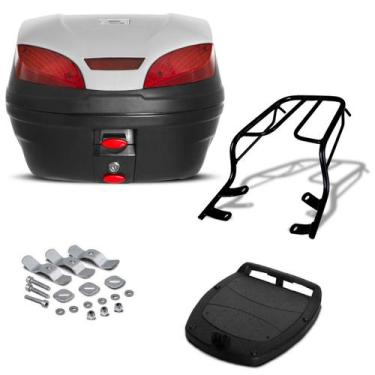 Imagem de Baú 30 Litros Pro Tork + Bagageiro Sansão Motos, PRATA, YBR 125 FACTOR