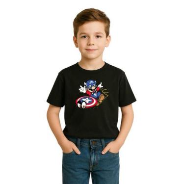 Imagem de Camiseta Infantil Super Mario Capitao América 100% Algodao - Delite, P