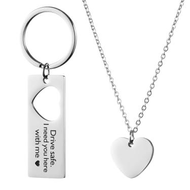 Imagem de HOFOYA Colar de amor familiar e chaveiro presente para pai, mãe e filha - pingente de coração para menina do papai, lembrança do Dia dos Pais para pais, crianças e crianças., 5. Chaveiro Drive Safe e