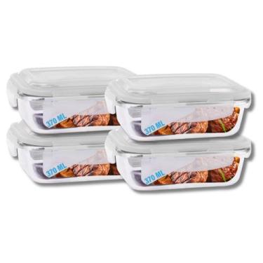 Imagem de Kit Pote Hemertico Vidro Frezzer Micro-ondas Organizador 370ml Jogo 4 