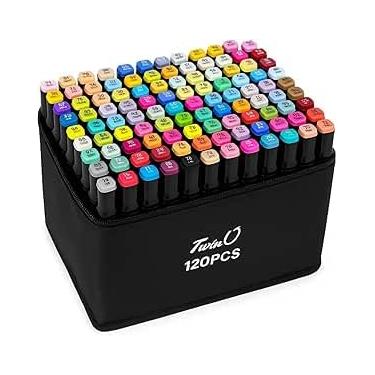 Imagem de Conjunto de Canetas Marcador Permanente Canetinhas para Colorir Touch com Ponta Dupla para Desenhos Profissional e Escolar com Duas Pontas Hidrográficas com Estojo para Transporte (36)