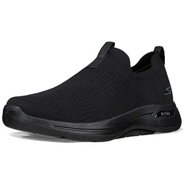 Imagem de Skechers Tênis masculino Gowalk Arch Fit-stretchfit atlético sem cadarço casual, Preto, 39