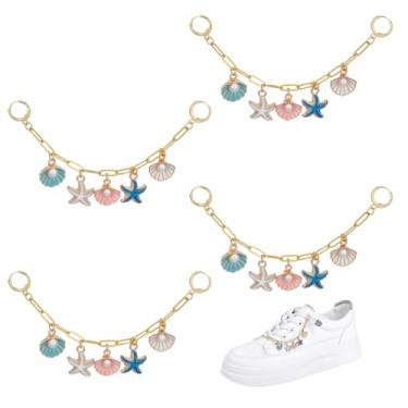 Imagem de OLYCRAFT Conjunto de corrente de bota decorativa, 4 peças, acessórios para botas, tênis, decoração de festa faça você mesmo, Metal, Sem Pedra Preciosa