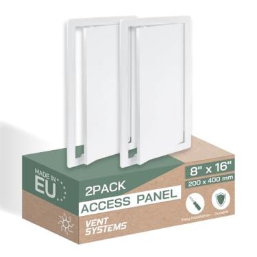 Imagem de Vent Systems Painel de acesso 20 x 40 cm – Pacote com 2 portas de fácil acesso – Plástico ABS – Painel de acesso para drywall, parede e teto, eletricidade e encanamento – Dimensões externas 21,8 x