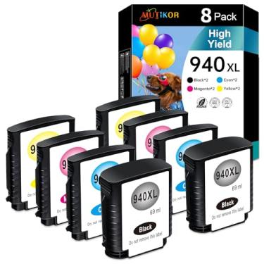Imagem de Cartucho de tinta de substituição 940XL compatível com HP 940 940 XL 4906AN 4907AN 4908AN 4909AN para impressora Officejet Pro 8000 8500 8500A 8500A Plus (pacote com 8 unidades, 2 pretos, 2 cianos, 2