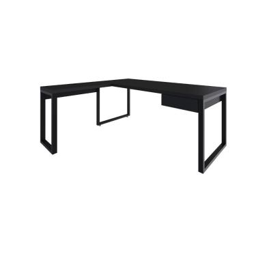 Imagem de Mesa Em L Presidente C-01 Gav. 190x160x75cm Yon Preto Tx-est.preta Preto Tx-est.preta