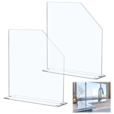 Imagem de Vesici Barreira de painel independente para pia de acrílico transparente com proteção contra respingos de cozinha de fácil alcance para hospital doméstico (75 cm de comprimento, 45 cm de altura, base