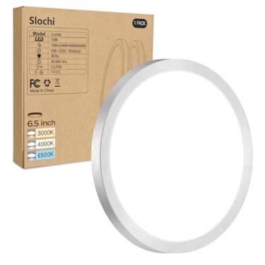 Imagem de 1 PACOTE Luminária de teto de montagem embutida LED, 3000K-4000K-6500K e equivalente a 100W Lâmpada de teto embutida para cozinha moderna 12W 1200Lm Superfície redonda de armário de 16,5 polegadas