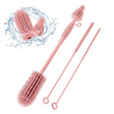 Imagem de Conjunto de escovas para mamadeiras e limpador de palhas Leucite Silic