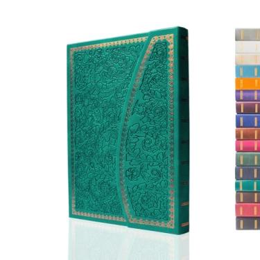 Imagem de VICTORIA'S JOURNALS Diário magnético, caderno vintage esculpido em couro sintético, capa dura, diário pessoal, pautado, fita marcador, 20 cm x 14 cm