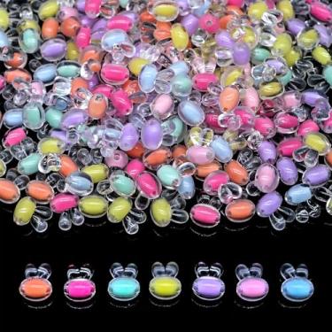 Imagem de Mais de 200 peças de miçangas kandi sortidas em massa para fazer joias, kit de fabricação de pulseiras da amizade, contas de berloque de artesanato (coelho pequeno)