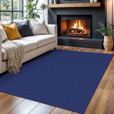 Imagem de Ivissy Tapete de área trançado, 1,2 x 1,8 m, tapetes laváveis para entrada, tapete de porta com fundo de borracha, entrada interna, tapete de algodão para quarto, hall de entrada, quarto, sala de