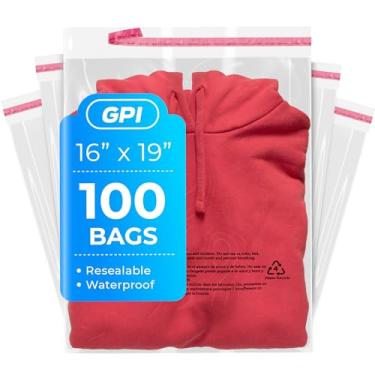 Imagem de 100 unidades - 40,6 cm x 48,3 cm sacos de poliéster extra-grandes autovedantes com aviso de asfixia, 1,5 mm, sacos plásticos transparentes com fita adesiva resselável para envio e embalagem de roupas