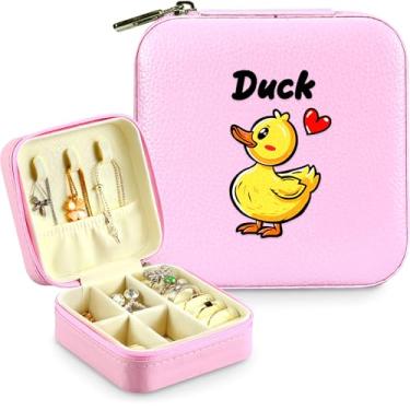 Imagem de BJDAMAI Caixa de joias, presentes de pato para adolescentes, adolescentes, crianças, 6, 7, 8, 9, 10, 11, 12, 12, amantes de patos, acessórios, decoração de coisas, anel de viagem, brincos, colar