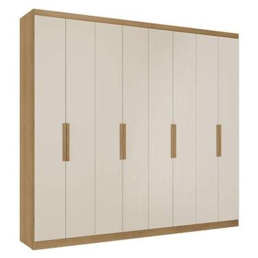 Imagem de Guarda Roupa Casal Milan 8 Portas Capuccino Off White Acetinado - Thb