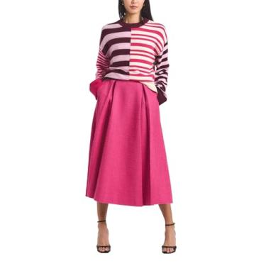 Imagem de Derek Lam 10 Crosby Saia midi plissada Fenella Tweed, Rosa francesa, 32