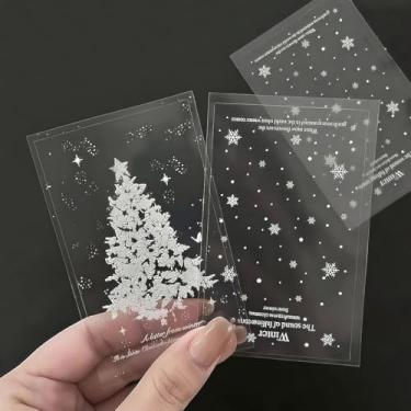 Imagem de 80 adesivos transparentes de Natal, etiquetas de adesivos de selo, desenhos de árvore de Natal e flocos de neve, para envelopes de Natal de inverno, embalagens de caixas e presentes