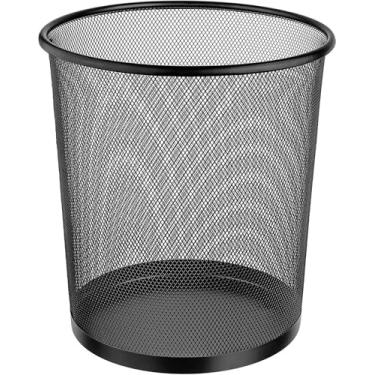Imagem de Ordene - Lixeira de Metal Redonda de 12,5 Litros, Cor Preta, Linha Office