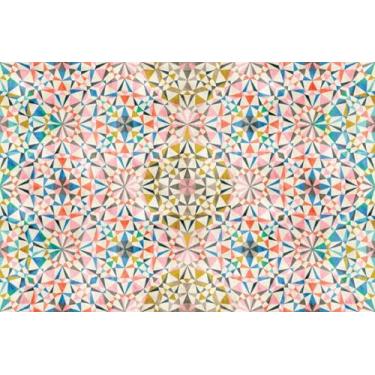 Imagem de Coleção Floor Flair, caleidoscópio em arco-íris geométrico, 7,5 x 9,5 m, vinil durável à prova d'água e resistente a manchas, tapete de área interna, revestimento protetor de piso, decoração de