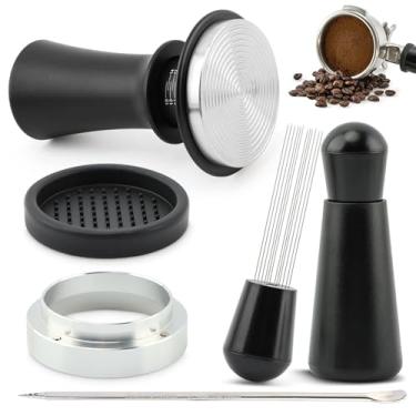 Imagem de Kit de acessórios de café expresso de 51 mm, conjunto de adulteração de café expresso, tamper calibrado com mola, ferramenta WDT e conjunto de funil de dosagem para máquinas de café (cor: conforme
