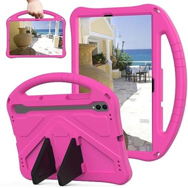 Imagem de Sfulatdc Capa para tablet infantil com alça e suporte, leve, à prova de choque, compatível com Samsung Galaxy Tab S10 Lite S10 FE S9 FE S9 S8 S7 11 polegadas rosa verde