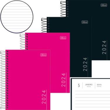 Imagem de Agenda espiral 2024 c/10 un Pepper capa dura M4 Tilibra, Rosa e Preto