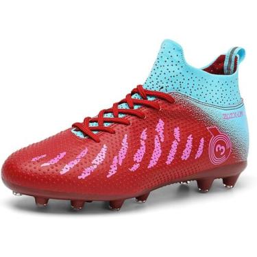 Imagem de Tênis de futebol masculinos de futebol com pontas longas, couro e borr