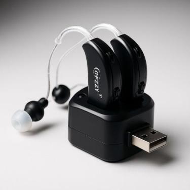 Imagem de Aparelho Auditivo Recarregável J33 Prático E Potente Audição Preto - M