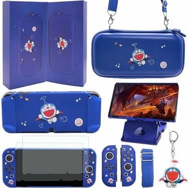 Imagem de GUTIAL Accessories Bundle for Nintendo Switch OLED - Cute Kawaii NS OLED Accessories kit for Grils Boys Kids with Carrying Case, Cartoon Dockable Cover Case, Screen Protector, Stand - Blue