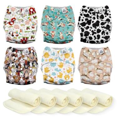Imagem de Mama Koala Fraldas de pano 3.0 para bebês, pacote com 6, fraldas de bolso laváveis e reutilizáveis para recém-nascidos e crianças pequenas (Farm - My Home)