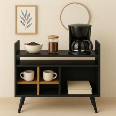 Imagem de Aparador Buffet Zeus Preto para Cantinho do Café e Mesa Bar - Cal Move