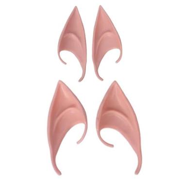 Imagem de 2 pares de pontas de orelha de fantasia – orelhas macias de cosplay de elfos e vampiros para maquiagem de fantasia, rosa, 1 Pair Large,1 Pair Small