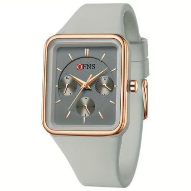 Imagem de Relógio quadrado de quartzo feminino da OFNS, à prova d'água, Cinza