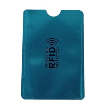 Imagem de Kit Com 6 ou 10 Unidades Capa Bloqueio RFID Protetor de Cartao Por Aproximação Escolha Sua Cor Material Metalico Contactless Anti Furto Bloqueador de Sinal NFC Proteção Contra Clonagem (6, Azul)