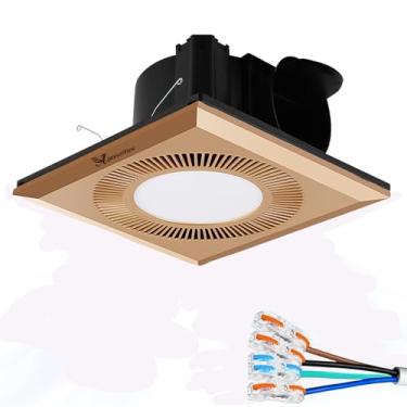 Imagem de ApexscnView Exaustor De Banheiro Com Luz, Ventilador De Banheiro De 25 W Com Luz Led, Ventilador De 6400 K E Combinação De Luz Para Casa, 130 Cfm, Ventilador De Ventilação De Banheiro Quadrado Silen