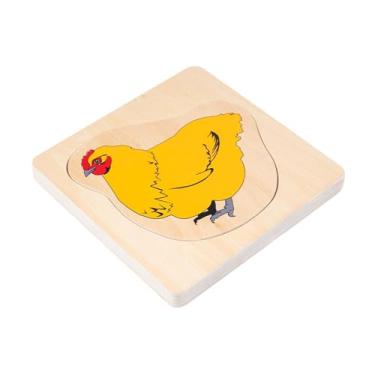 Imagem de Esquirla Quebra-cabeça de madeira do ciclo da vida com várias camadas, um presente prático e útil para o ensino, ideal para meninos e meninas de 4 a 8 anos, Galinha