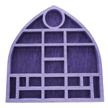 Imagem de TTETTZ Prateleira em Miniatura para Objetos Decorativos, Organizador de Madeira com Várias Divisórias, Porta-colecionáveis, Expositor para Mini Joias, Roxo